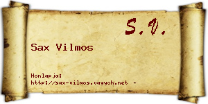 Sax Vilmos névjegykártya